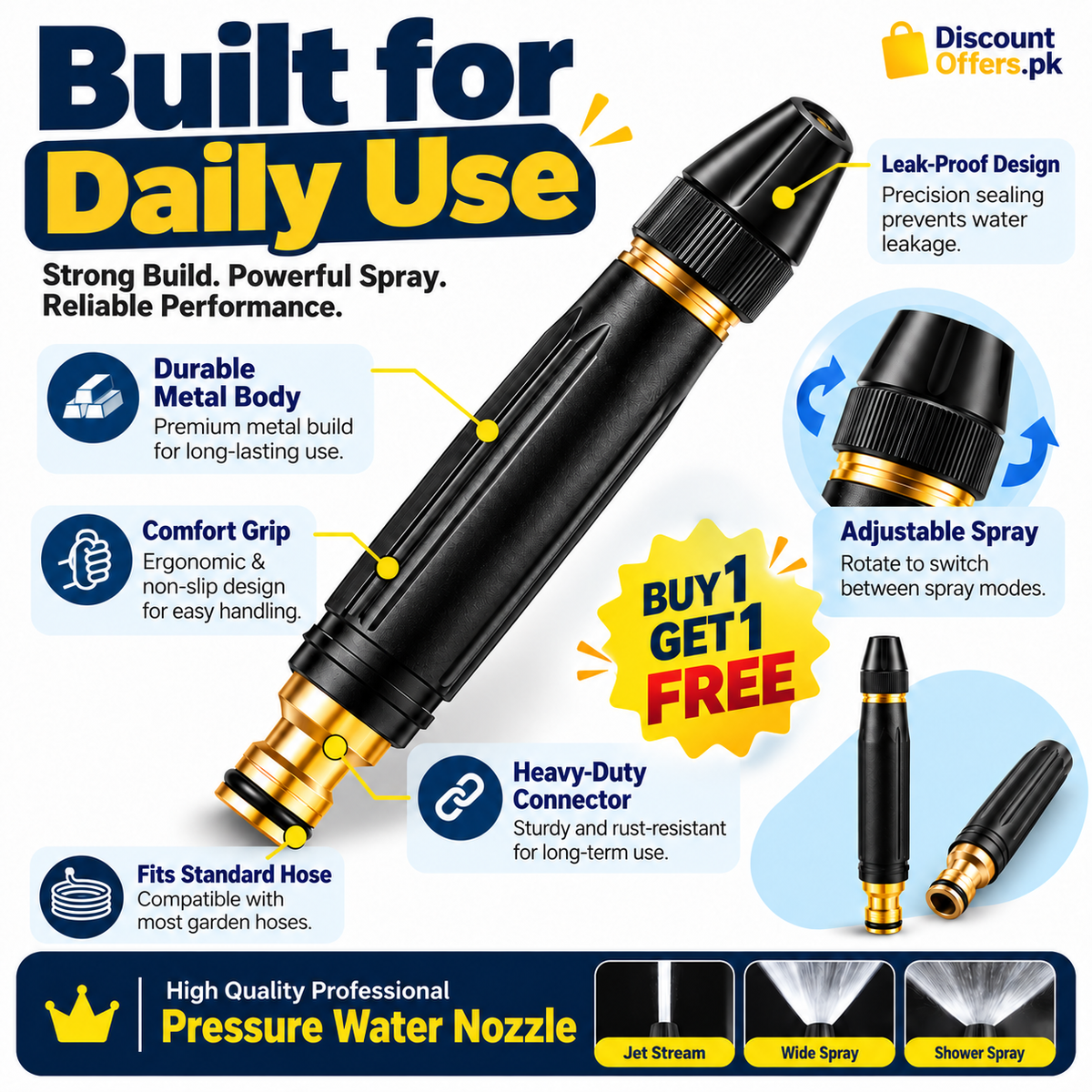 Buy 1 Get 1 FREE High Quality Professional Pressure Water Nozzle