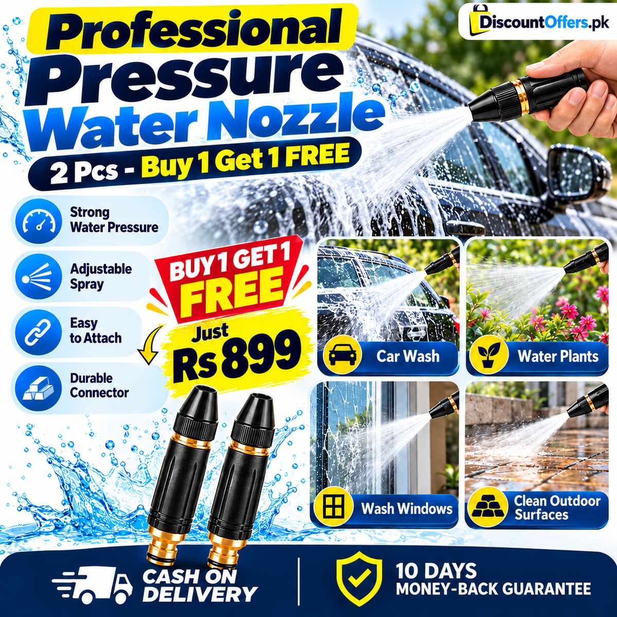 Buy 1 Get 1 FREE High Quality Professional Pressure Water Nozzle
