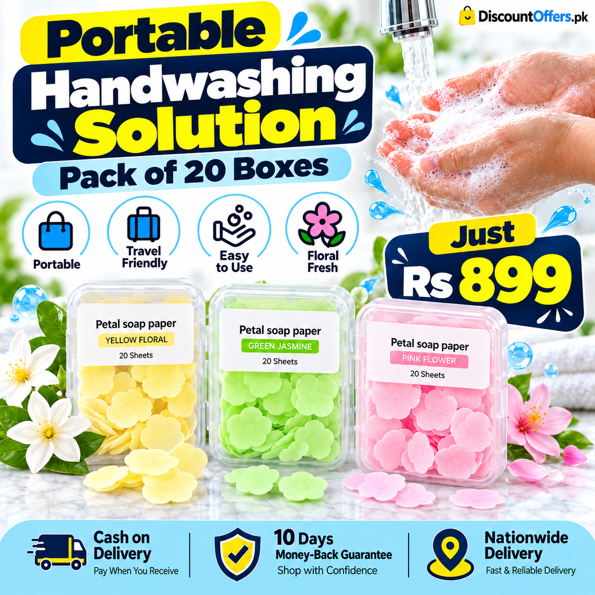 Pack of 20 Portable Flower Soap Paper Boxes