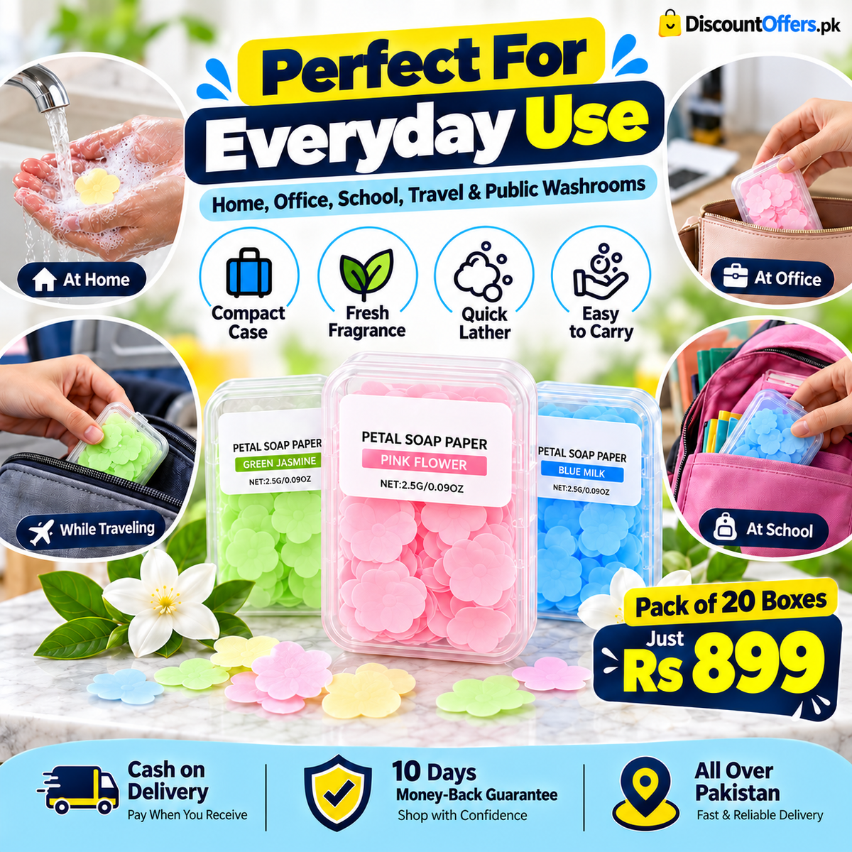 Pack of 20 Portable Flower Soap Paper Boxes