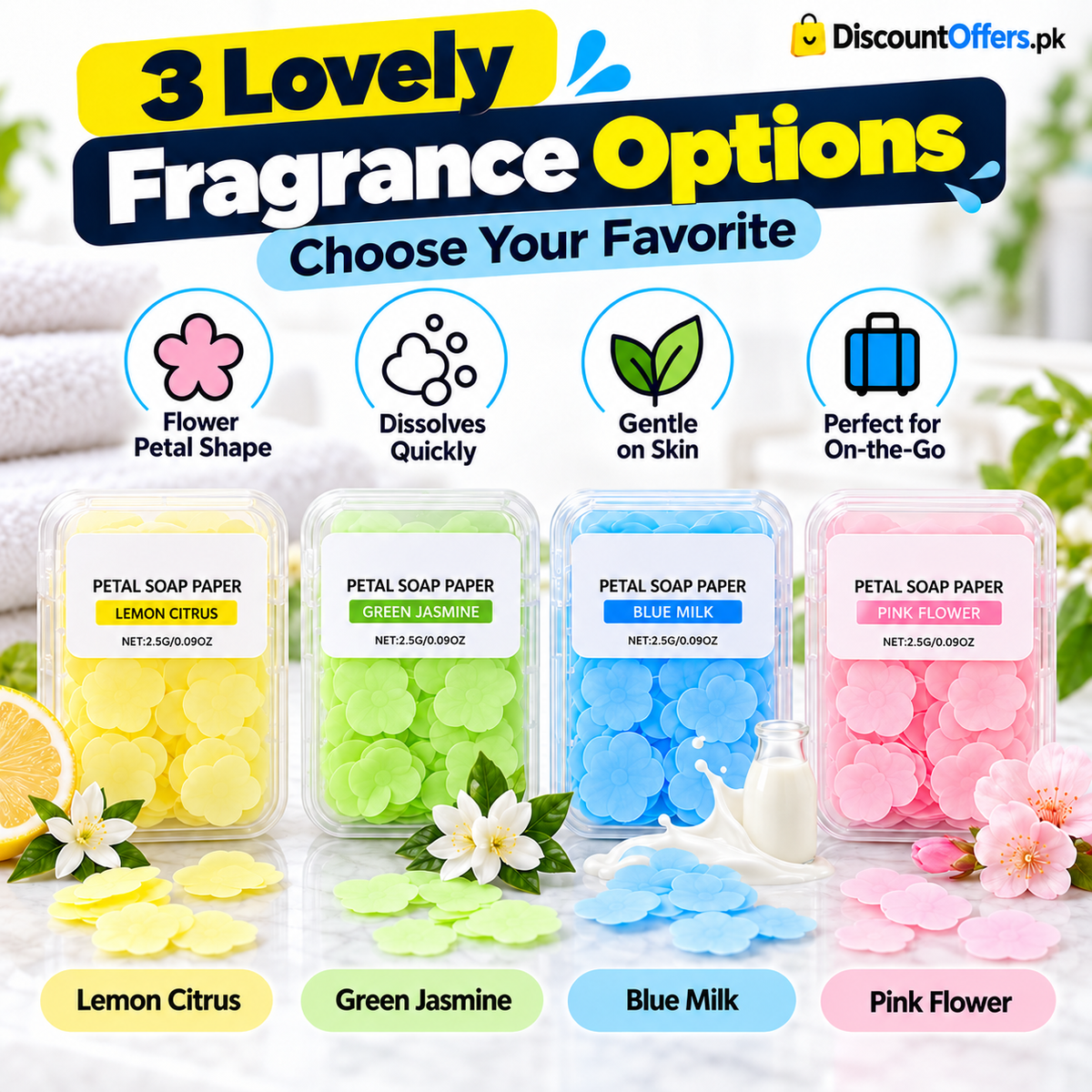 Pack of 20 Portable Flower Soap Paper Boxes