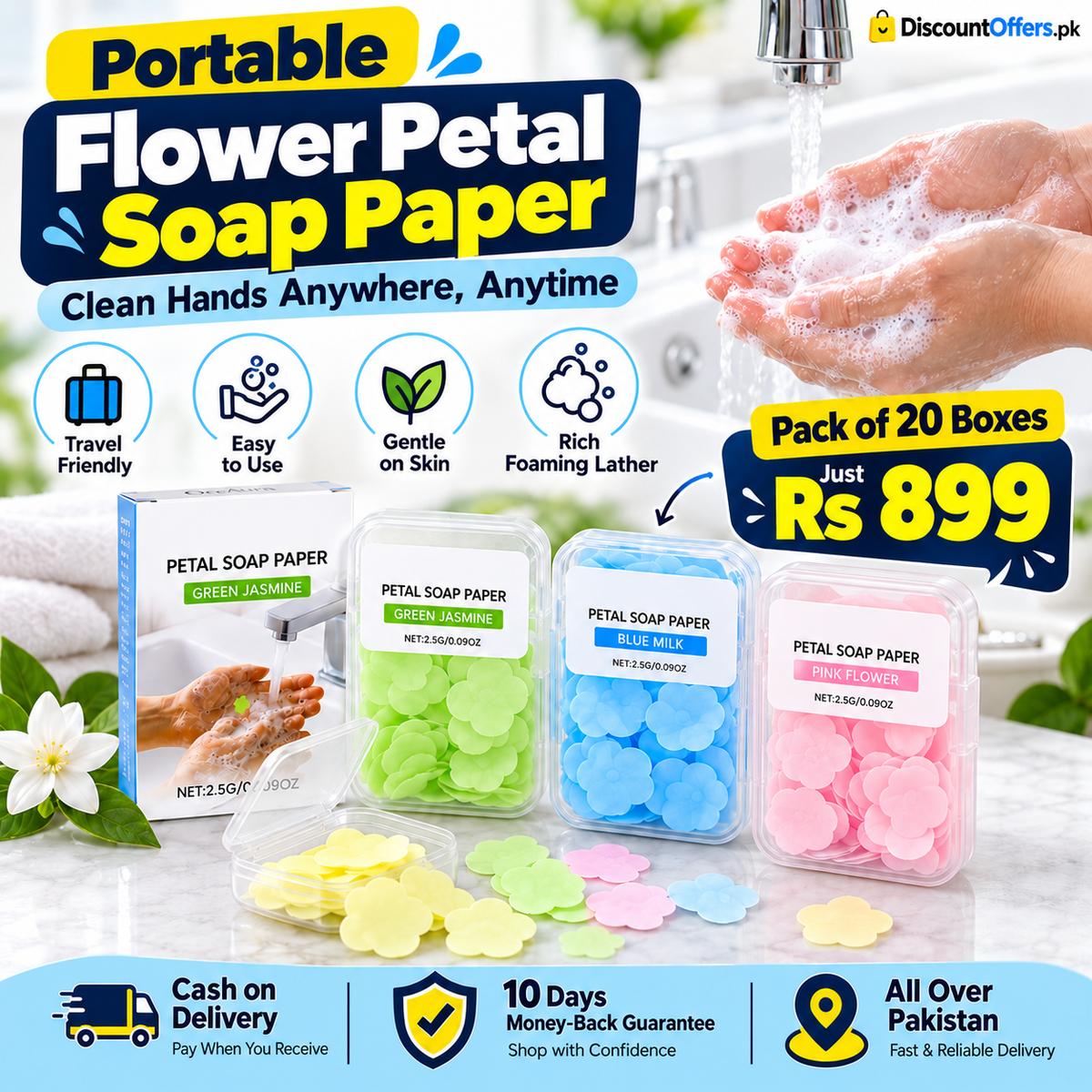 Pack of 20 Portable Flower Soap Paper Boxes