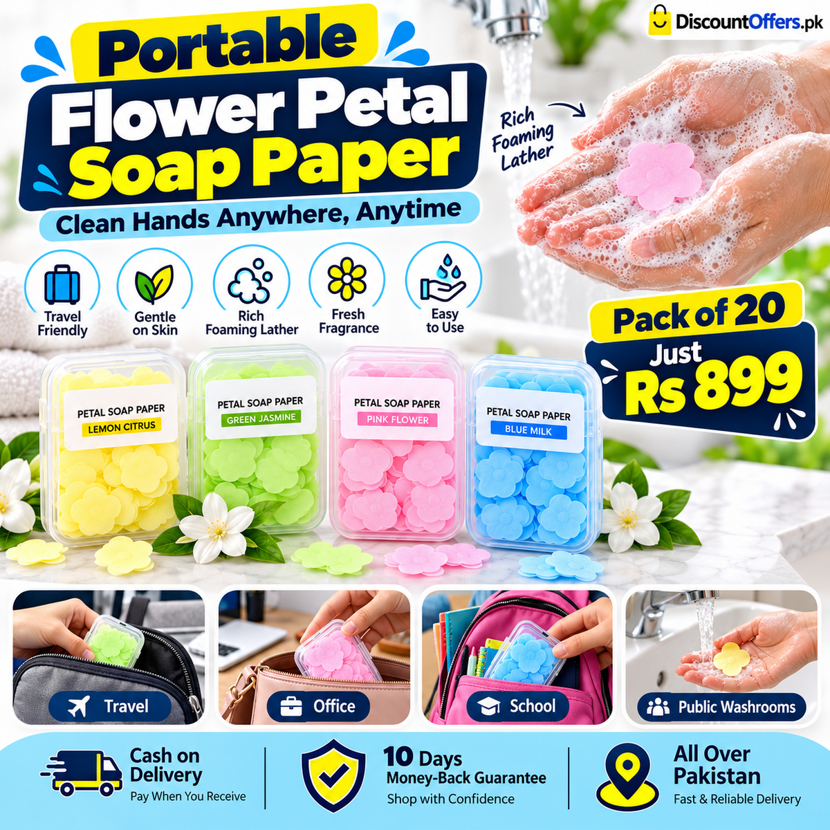 Pack of 20 Portable Flower Soap Paper Boxes