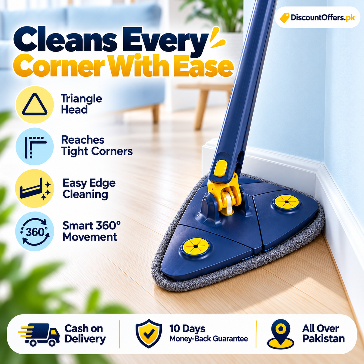 Extended Triangle Mop All 360 cleaning partner