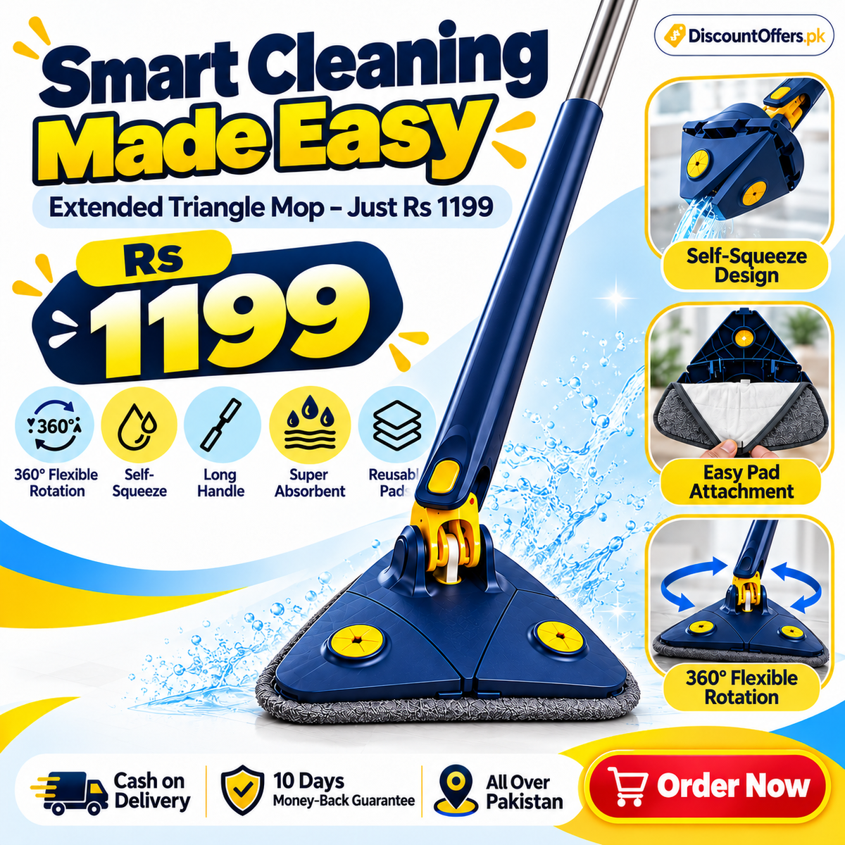 Extended Triangle Mop All 360 cleaning partner