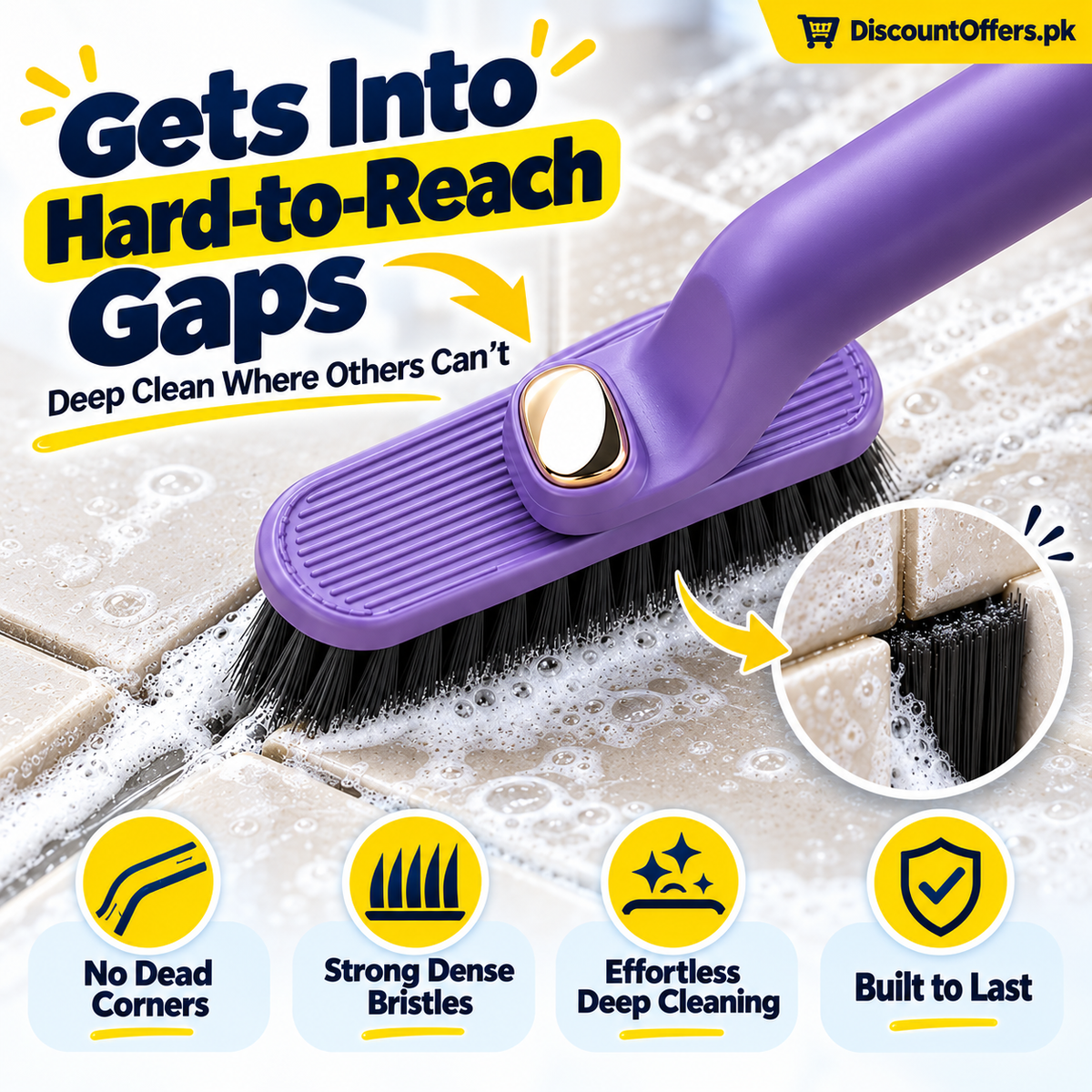 360° Rotating Crevice Gap Cleaning Brush with Cleaning Tool