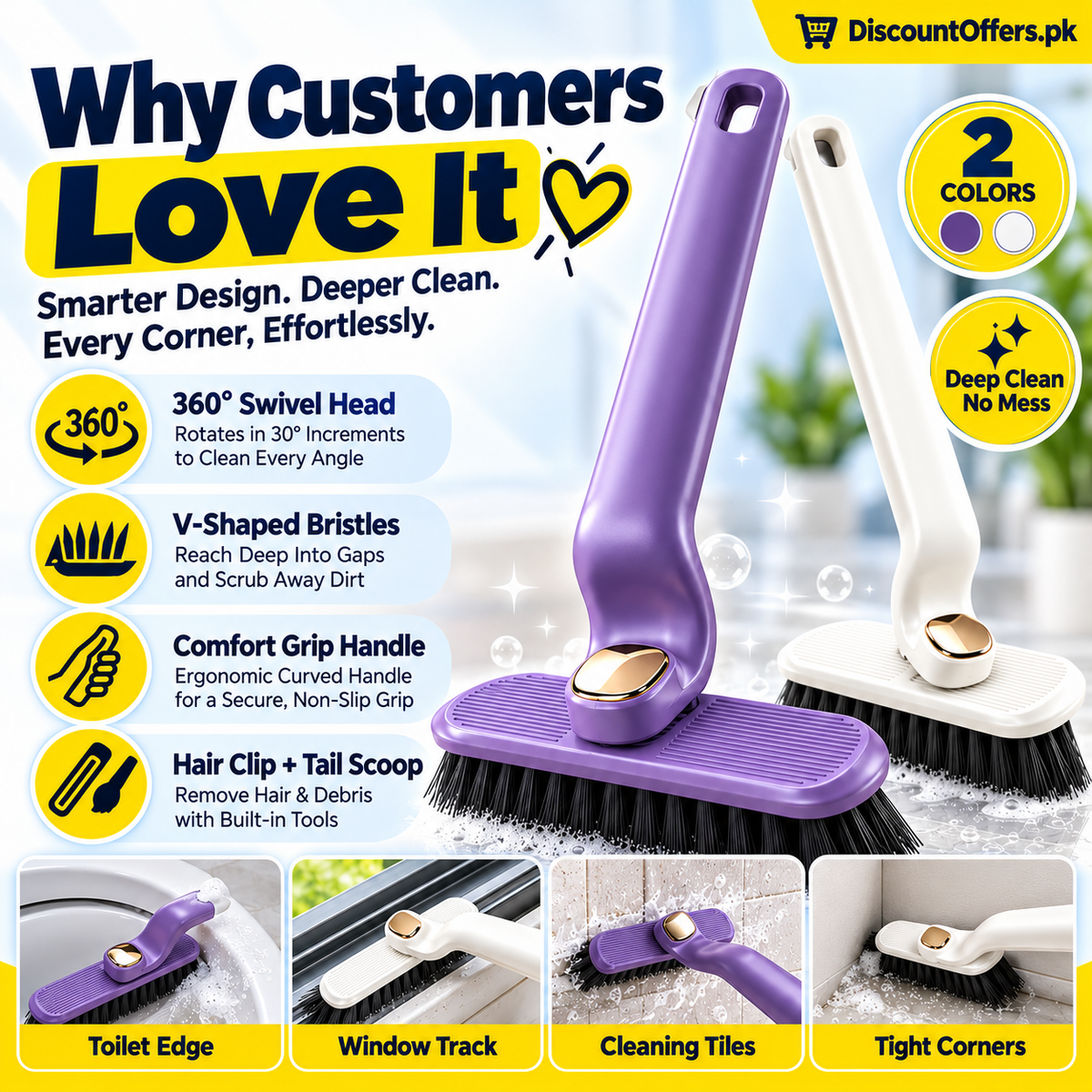 360° Rotating Crevice Gap Cleaning Brush with Cleaning Tool
