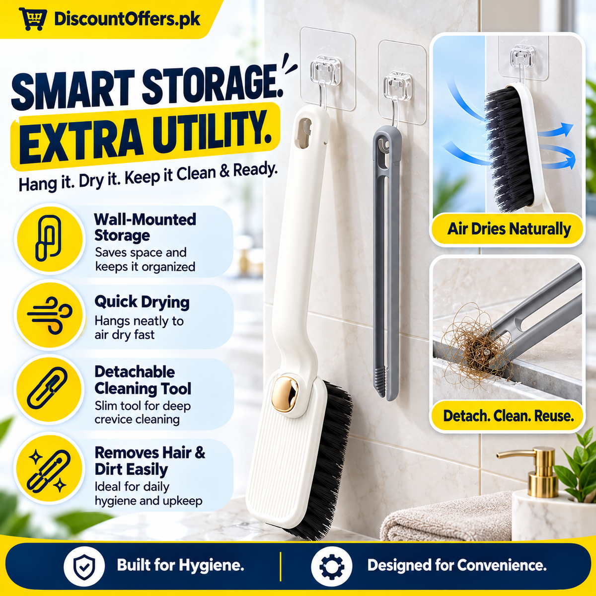 360° Rotating Crevice Gap Cleaning Brush with Cleaning Tool
