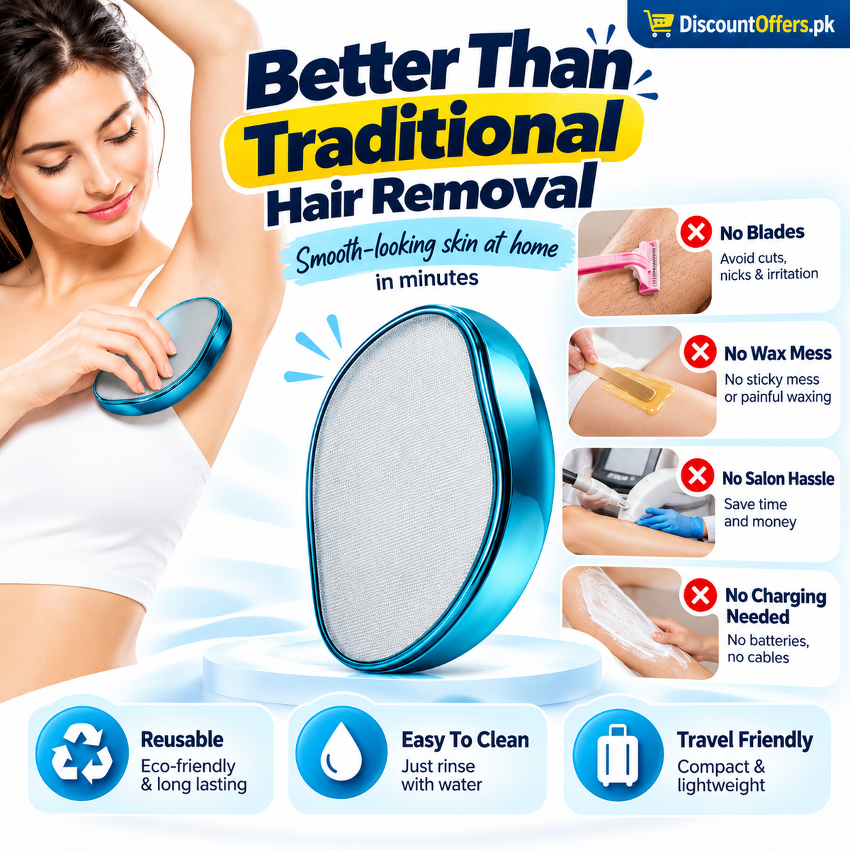 Buy 1 Get 1 Free Imported Painless Hair Remover Crystal tool for Women and Men