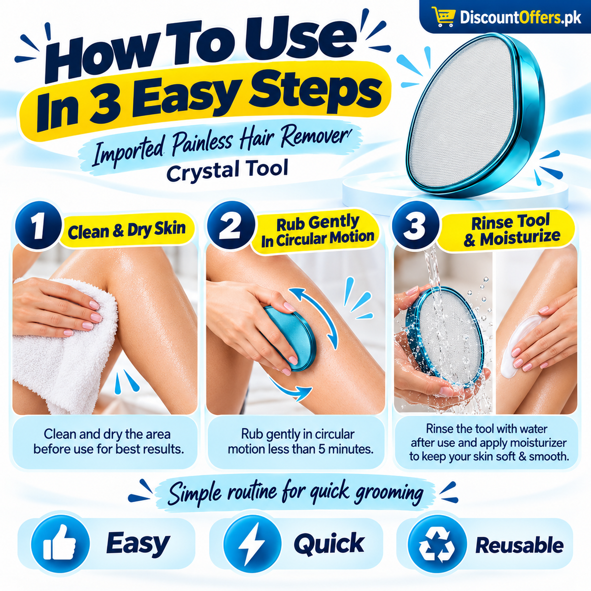 Buy 1 Get 1 Free Imported Painless Hair Remover Crystal tool for Women and Men