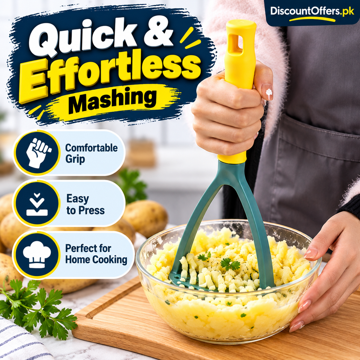 Buy 1 get 1 Free Handheld Potato Masher with Handle