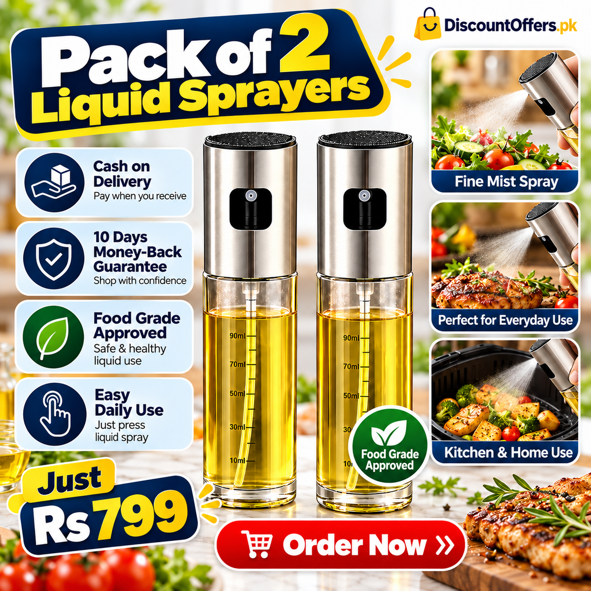Pack of 2 Liquid Spray Bottle in Food Grade