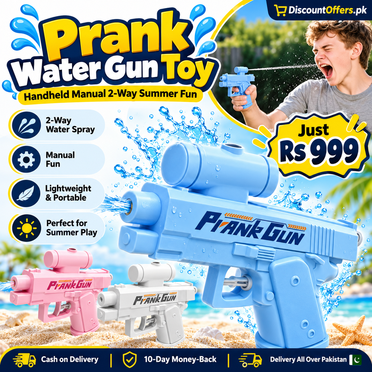Prank Water Gun Toy 2-Way Water Spraying Gun