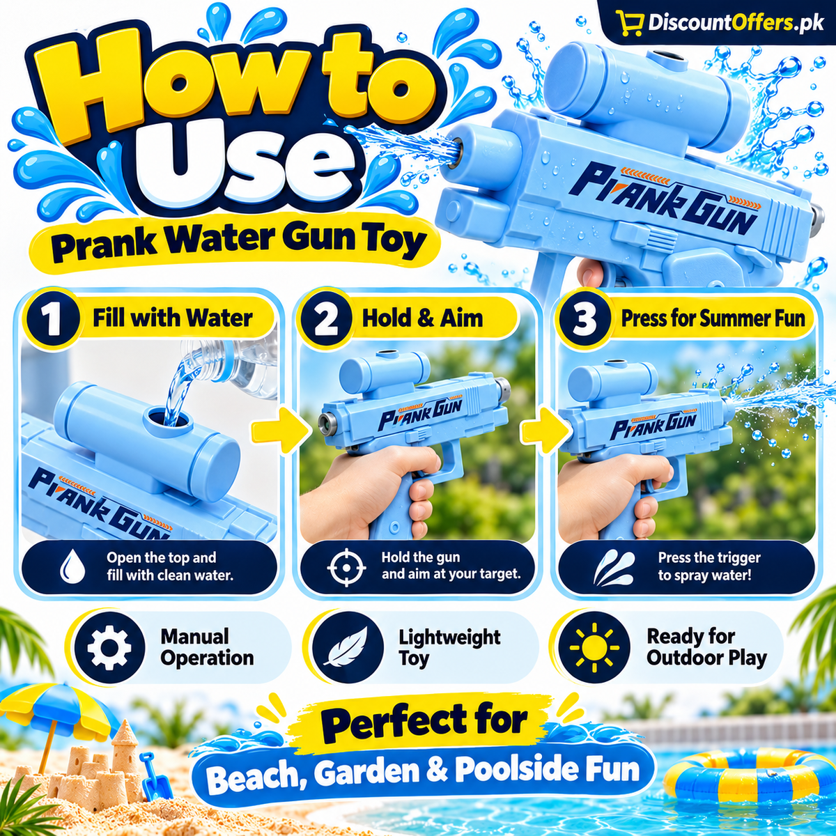 Prank Water Gun Toy 2-Way Water Spraying Gun
