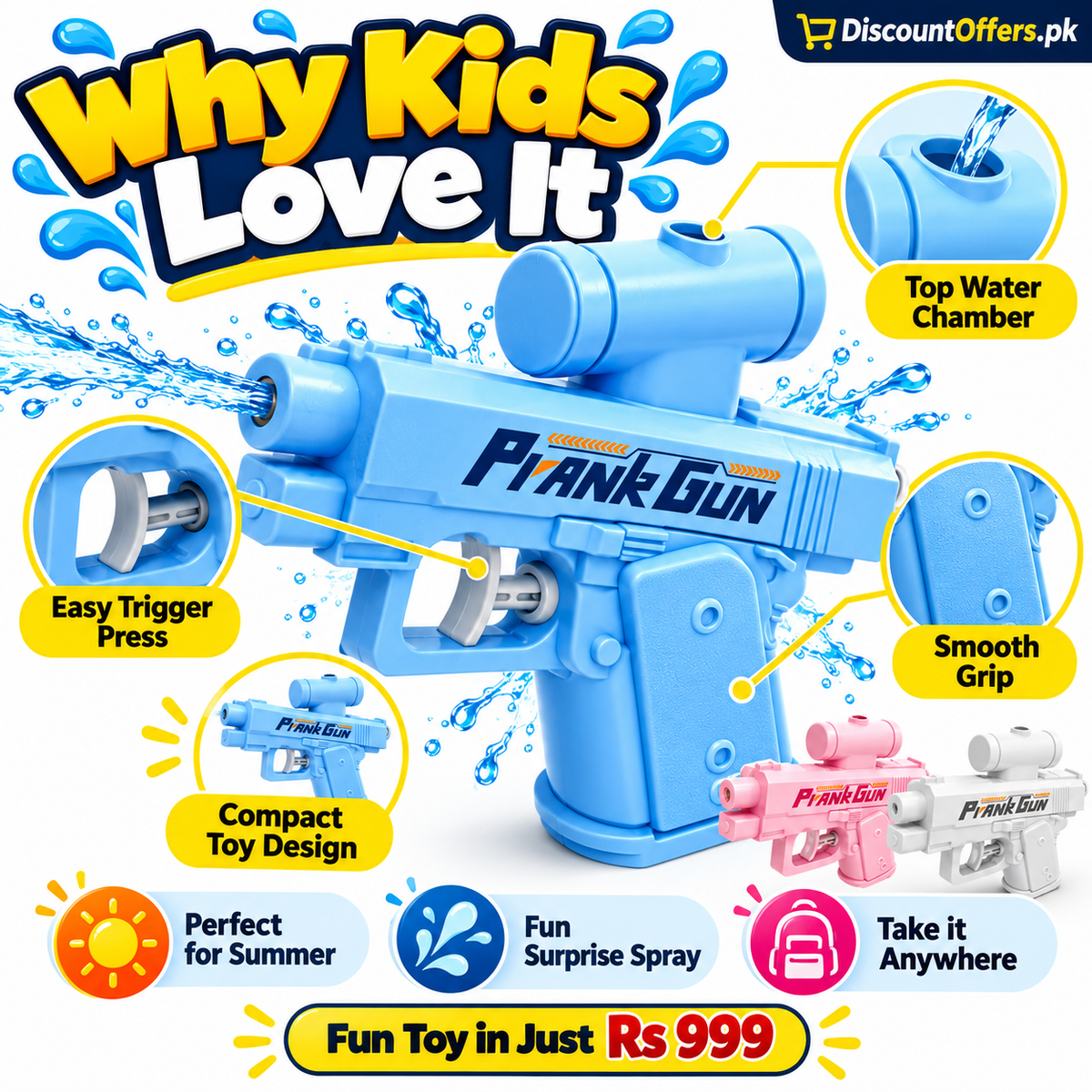 Prank Water Gun Toy 2-Way Water Spraying Gun