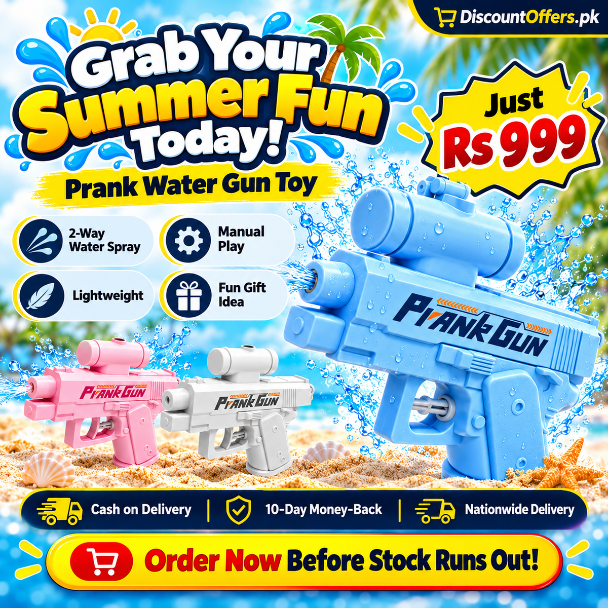 Prank Water Gun Toy 2-Way Water Spraying Gun