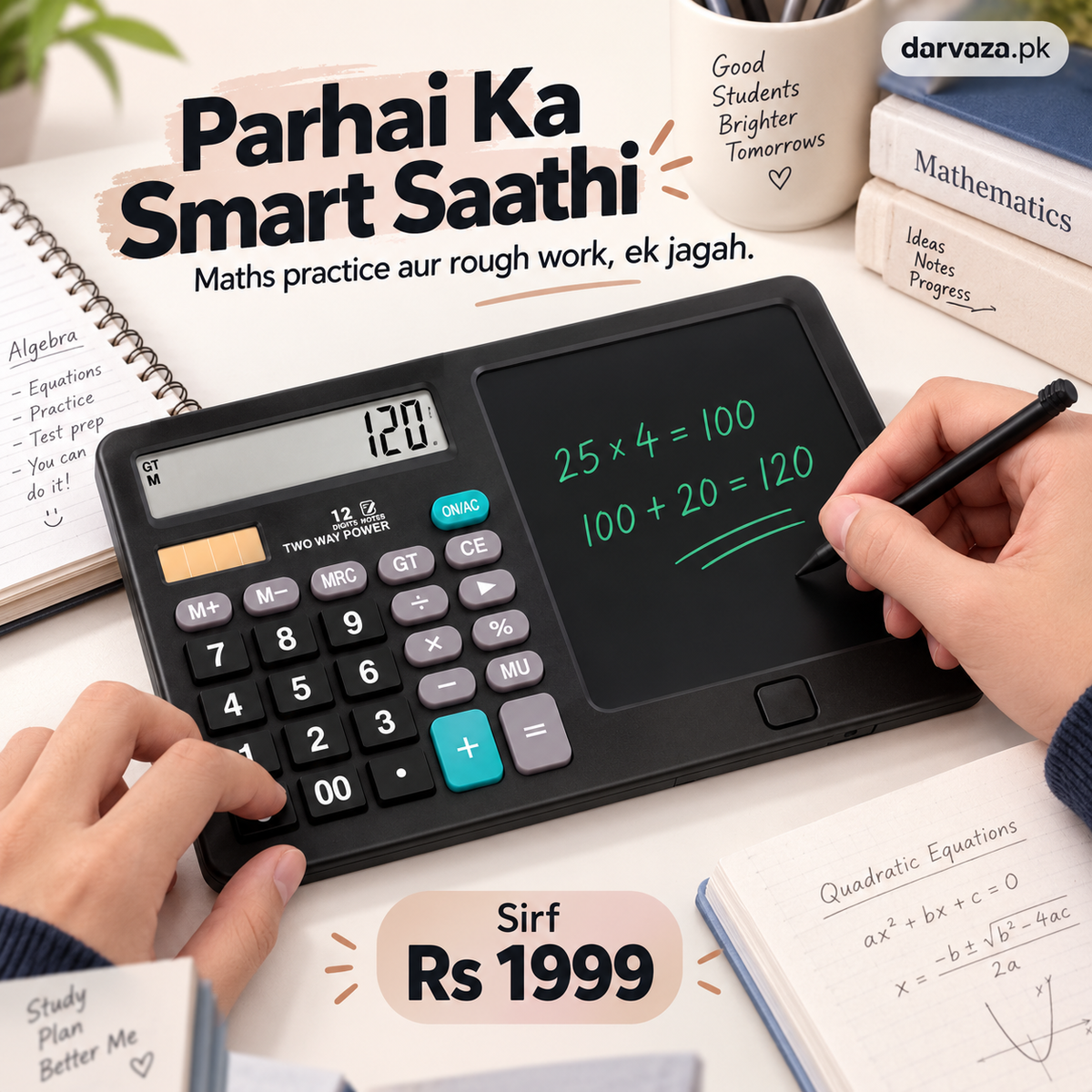 2-in-1 Calculator with Writing Notepad