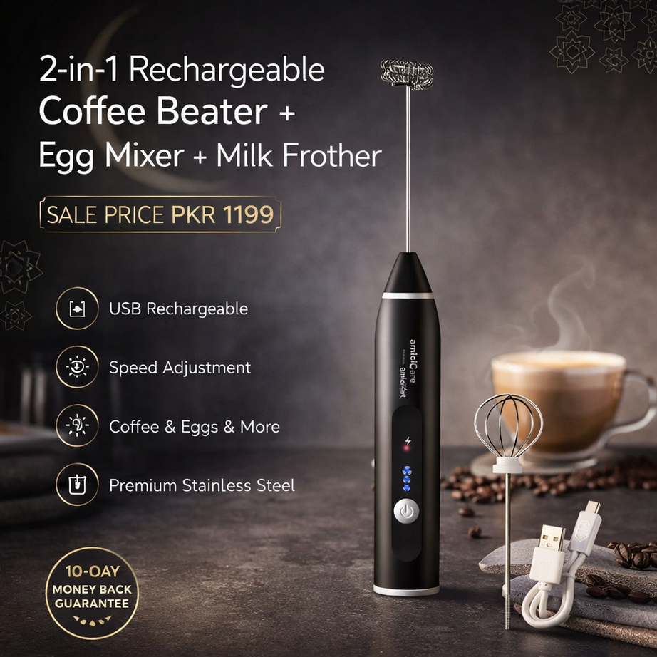 2 In 1 Rechargeable Coffee Beater and Egg Mixer and Milk Frother