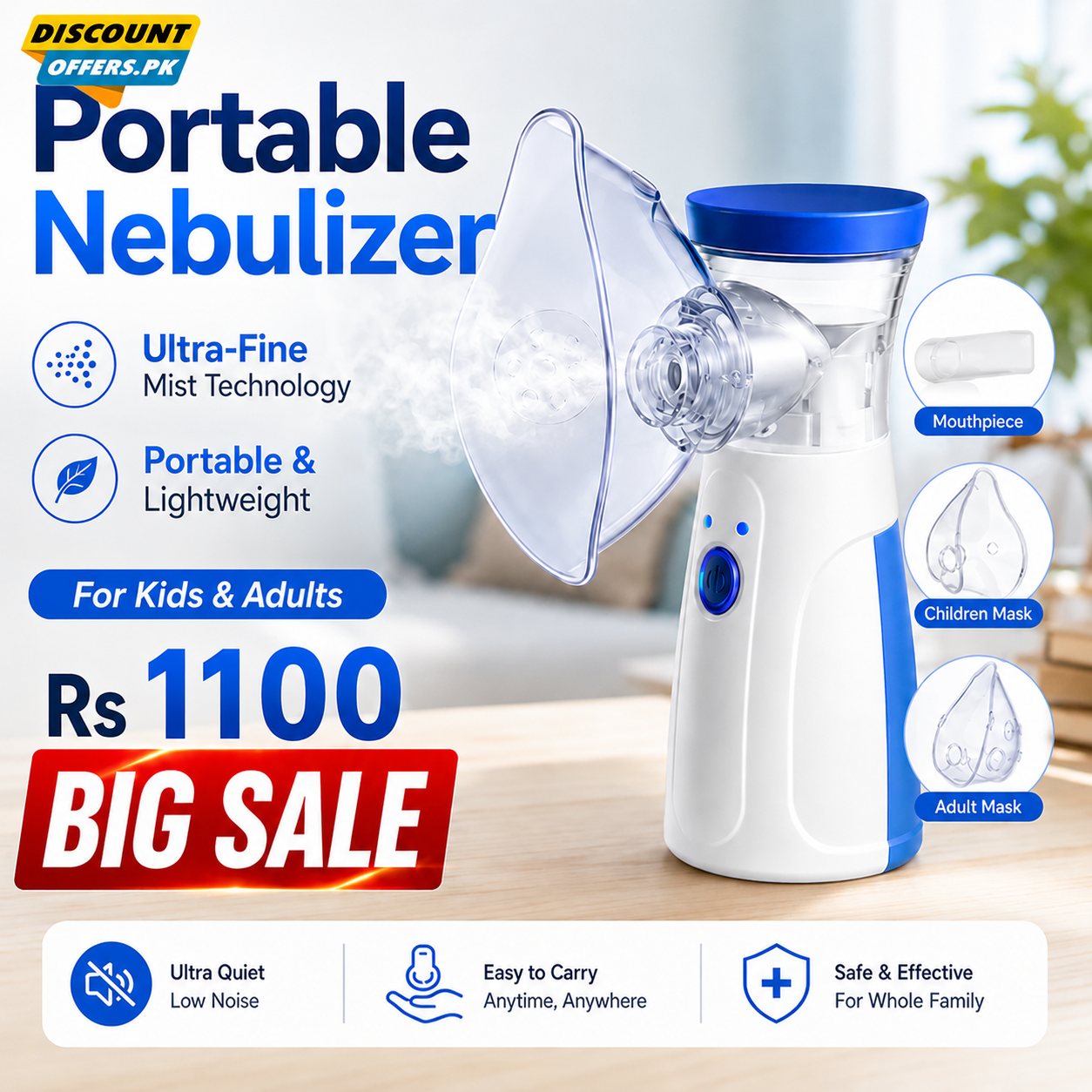 Portable Nebulizer with Ultra-fine mist For Kids and Adults