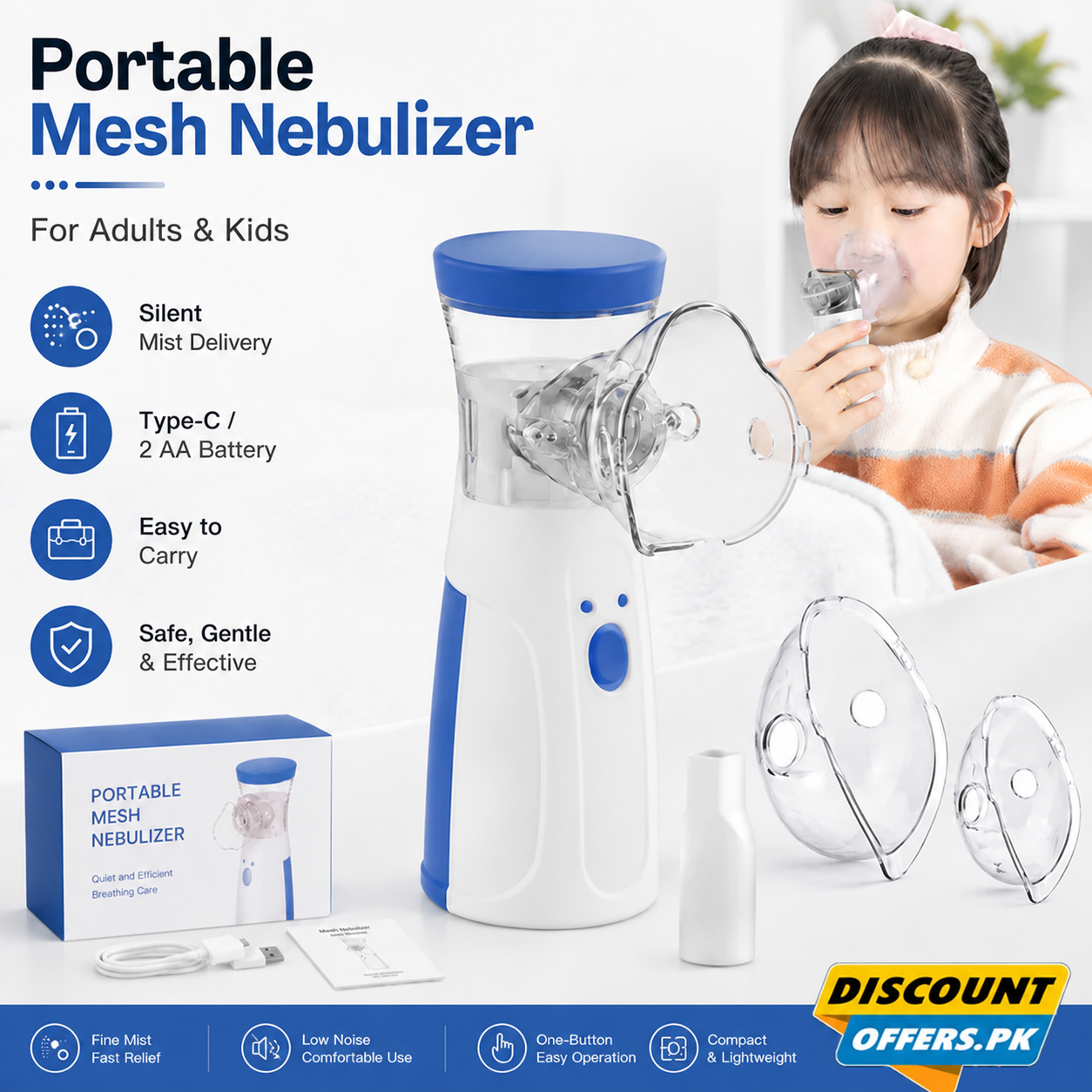 Portable Nebulizer with Ultra-fine mist For Kids and Adults
