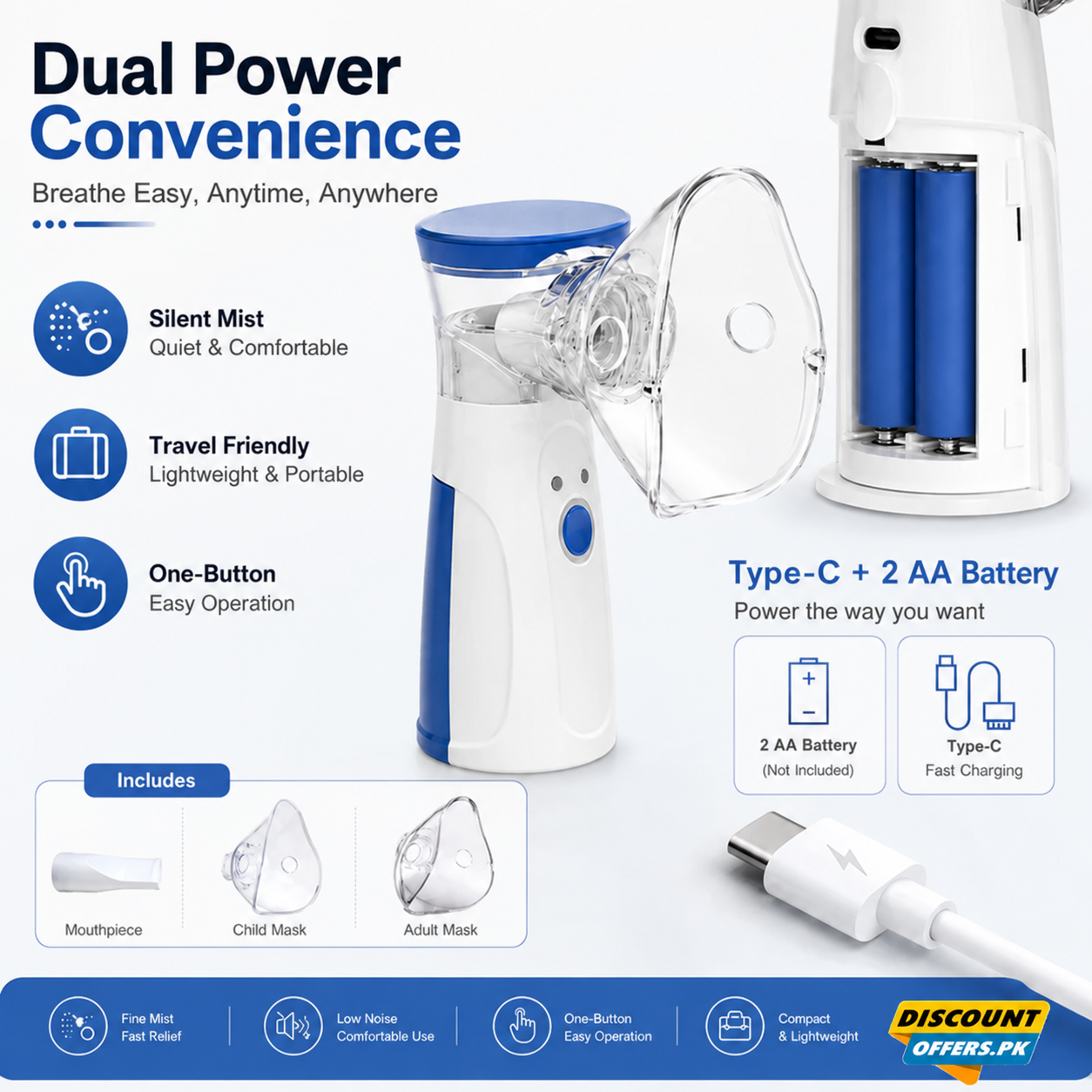 Portable Nebulizer with Ultra-fine mist For Kids and Adults