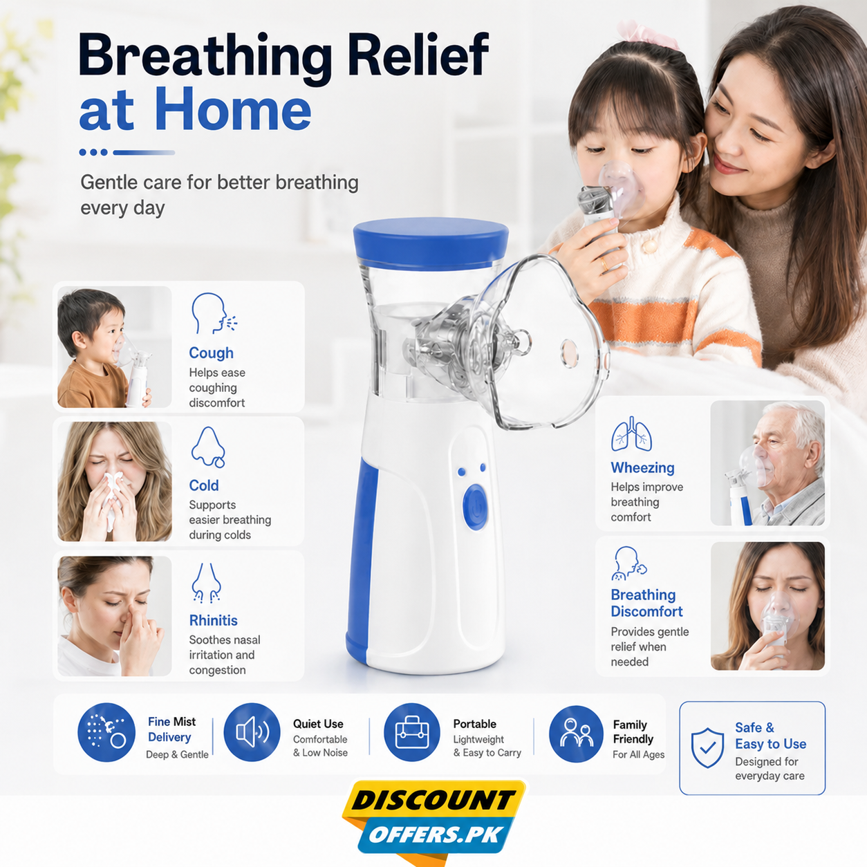 Portable Nebulizer with Ultra-fine mist For Kids and Adults