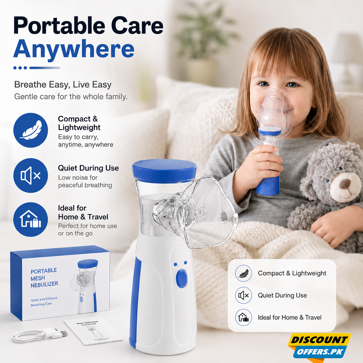 Portable Nebulizer with Ultra-fine mist For Kids and Adults