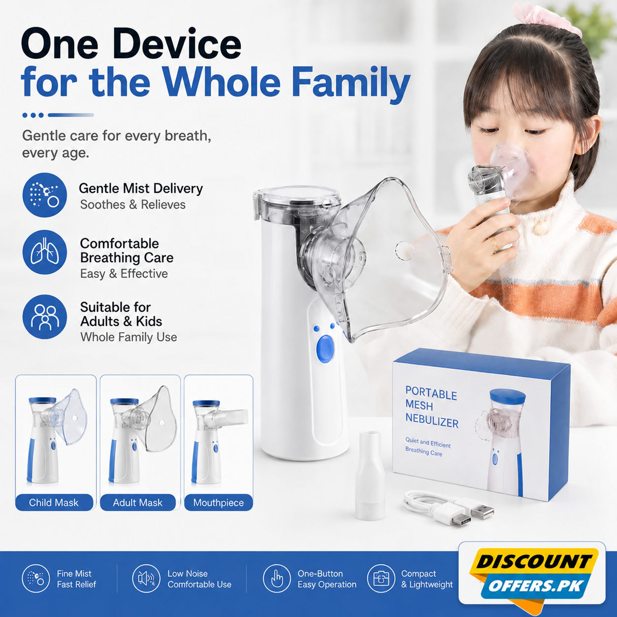 Portable Nebulizer with Ultra-fine mist For Kids and Adults