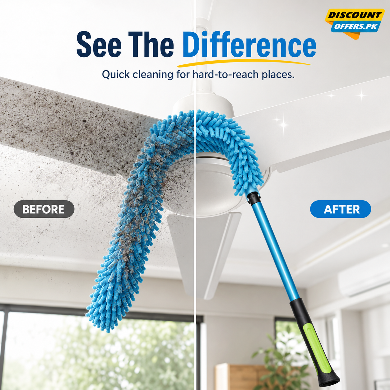 Extendable Micro Fiber Flexible Fan & Ceiling Duster with Long Handle