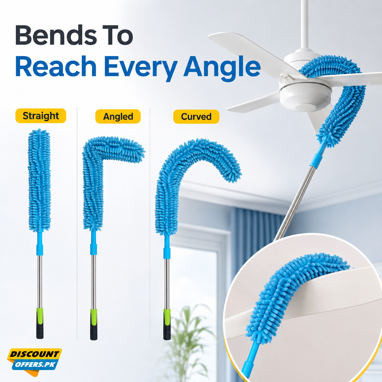 Extendable Micro Fiber Flexible Fan & Ceiling Duster with Long Handle