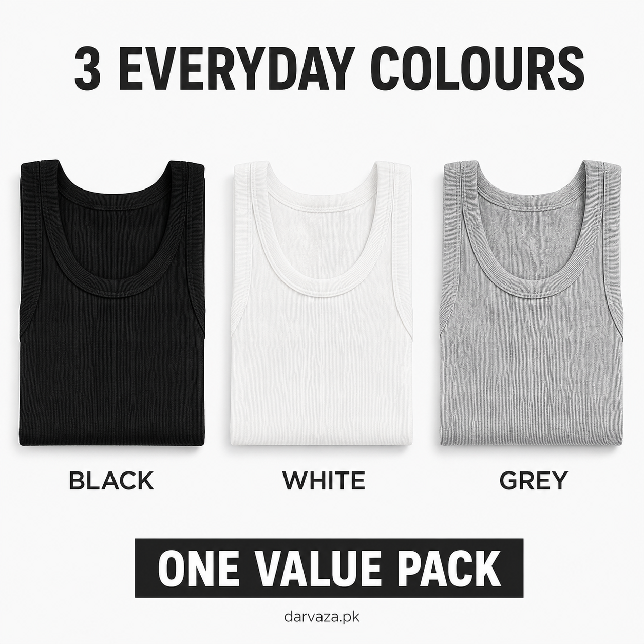 Pack of 3 Men’s Cotton Ribbed Sando Vests