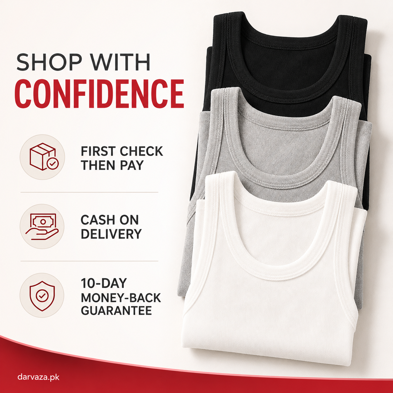 Pack of 3 Men’s Cotton Ribbed Sando Vests