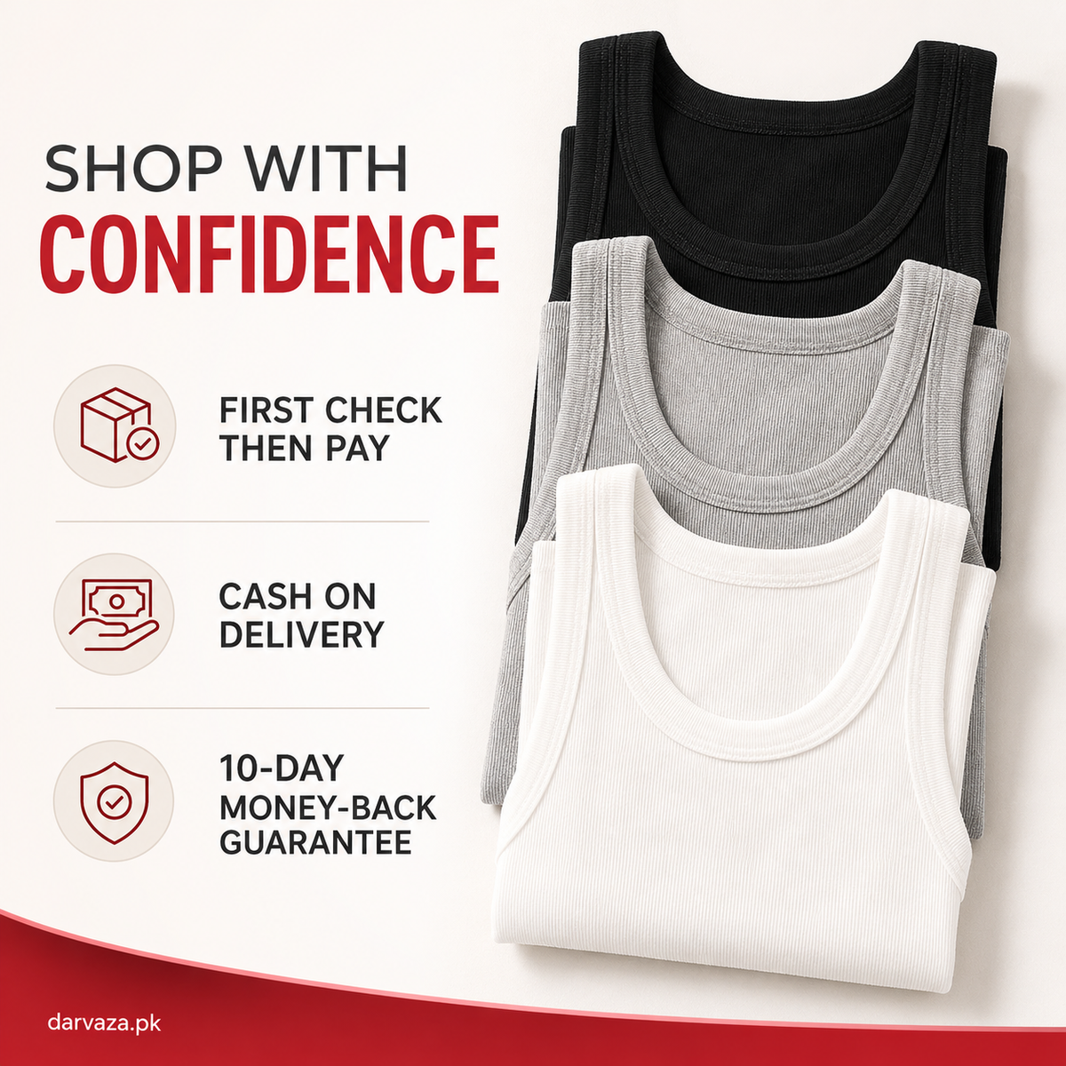 Pack of 3 Men’s Cotton Ribbed Sando Vests