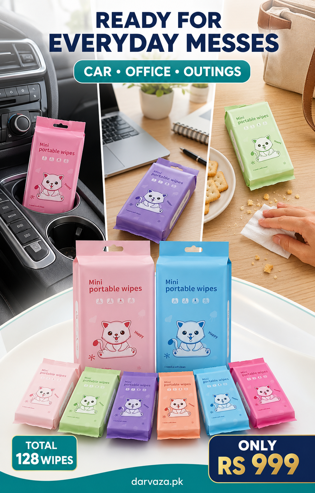 Pack of 16 Mini Wet Wipes Packets