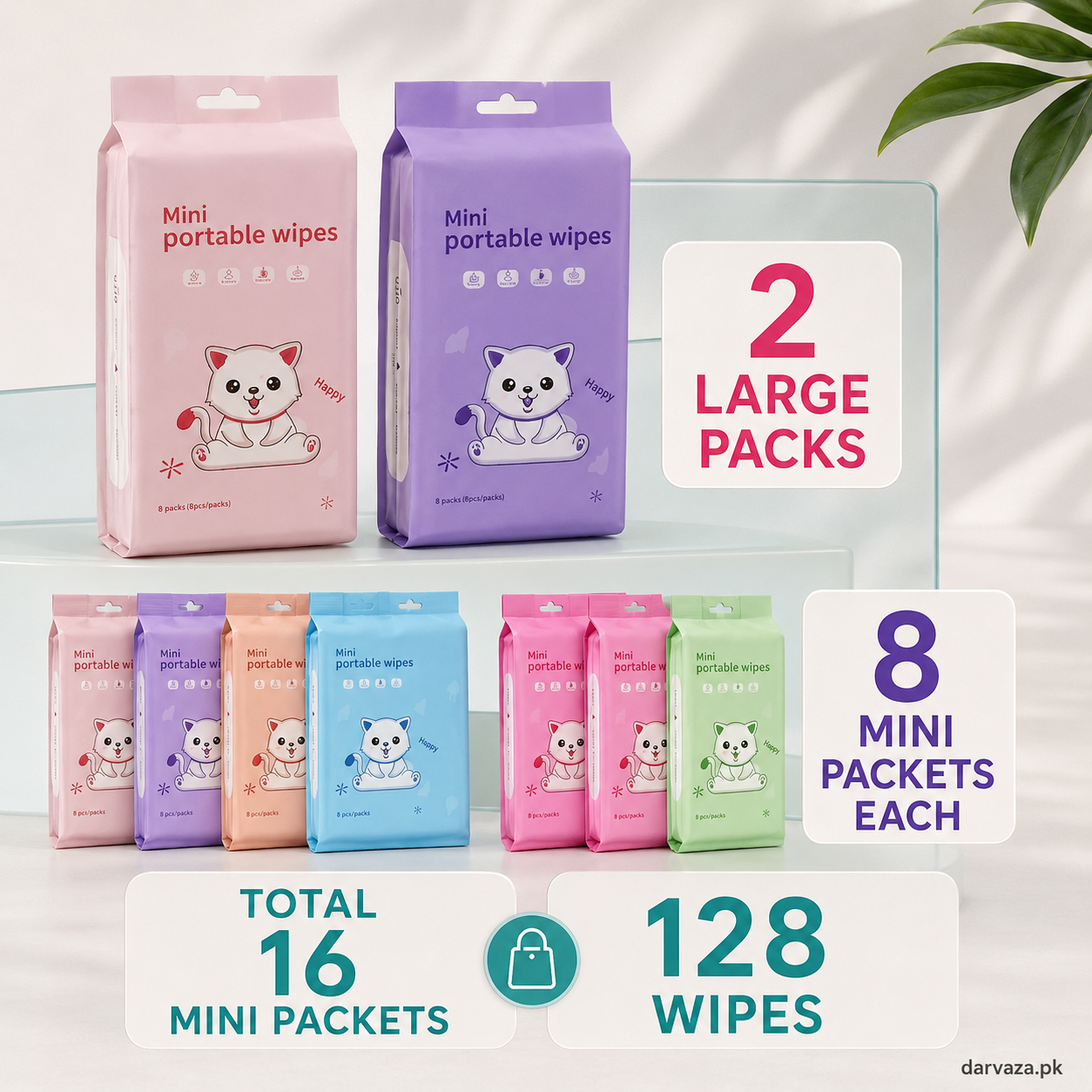 Pack of 16 Mini Wet Wipes Packets