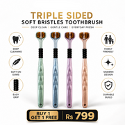 Buy 1 Get 1 Free Triple Sided Soft Bristles Toothbrush