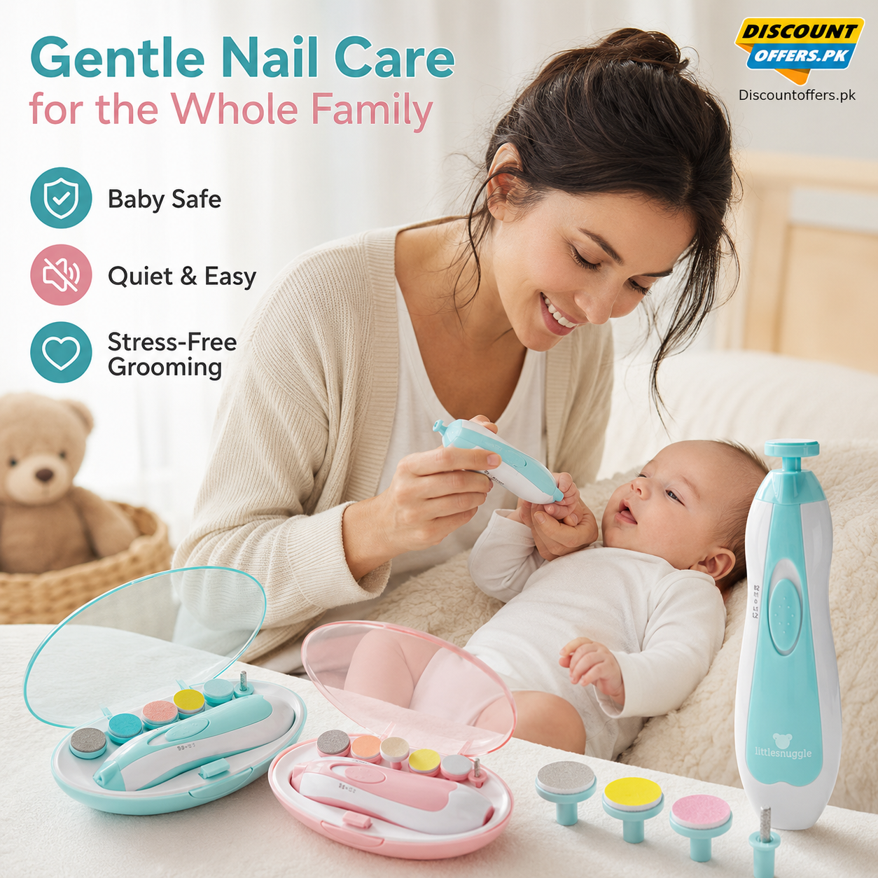 6in1 Rechargeable Electric Nail Trimmer for Baby Kid and Adult
