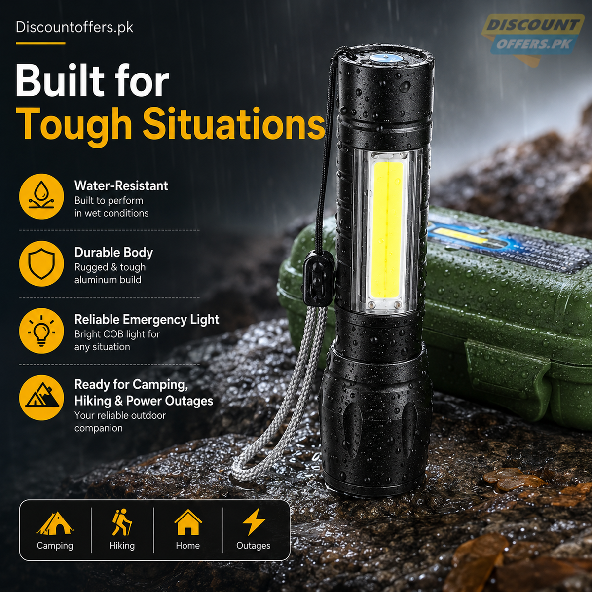 Mini Zoomable Rechargeable LED Torch light with Green Case