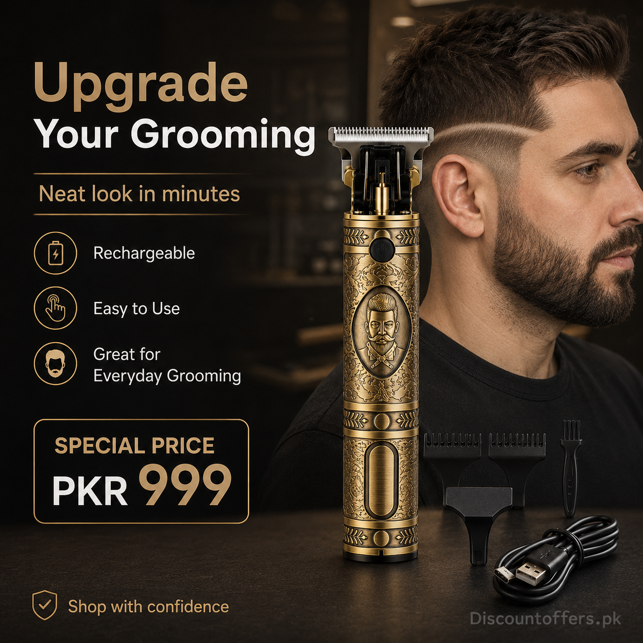 T9 Hair Cutting Machine Hair Clippers Rechargeable Beard Shaver for Men