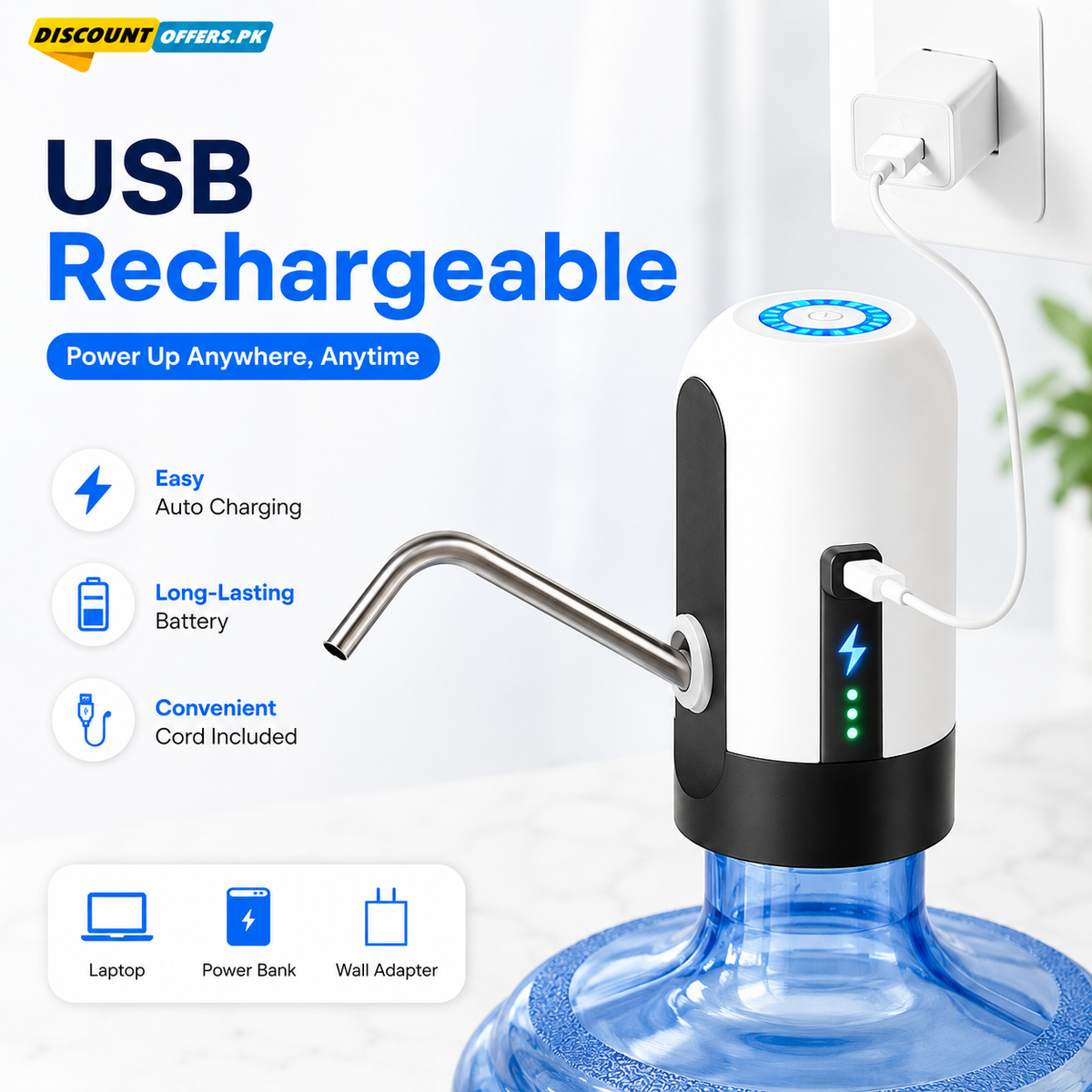 Electric Water Pump Dispenser with USB Auto Charging