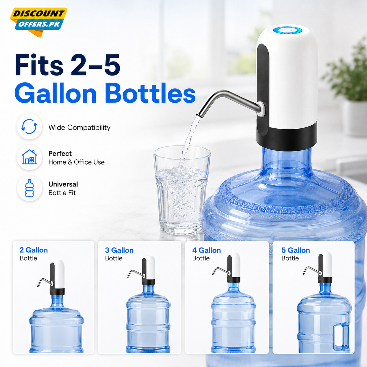 Electric Water Pump Dispenser with USB Auto Charging