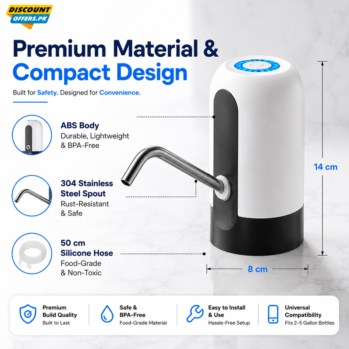 Electric Water Pump Dispenser with USB Auto Charging
