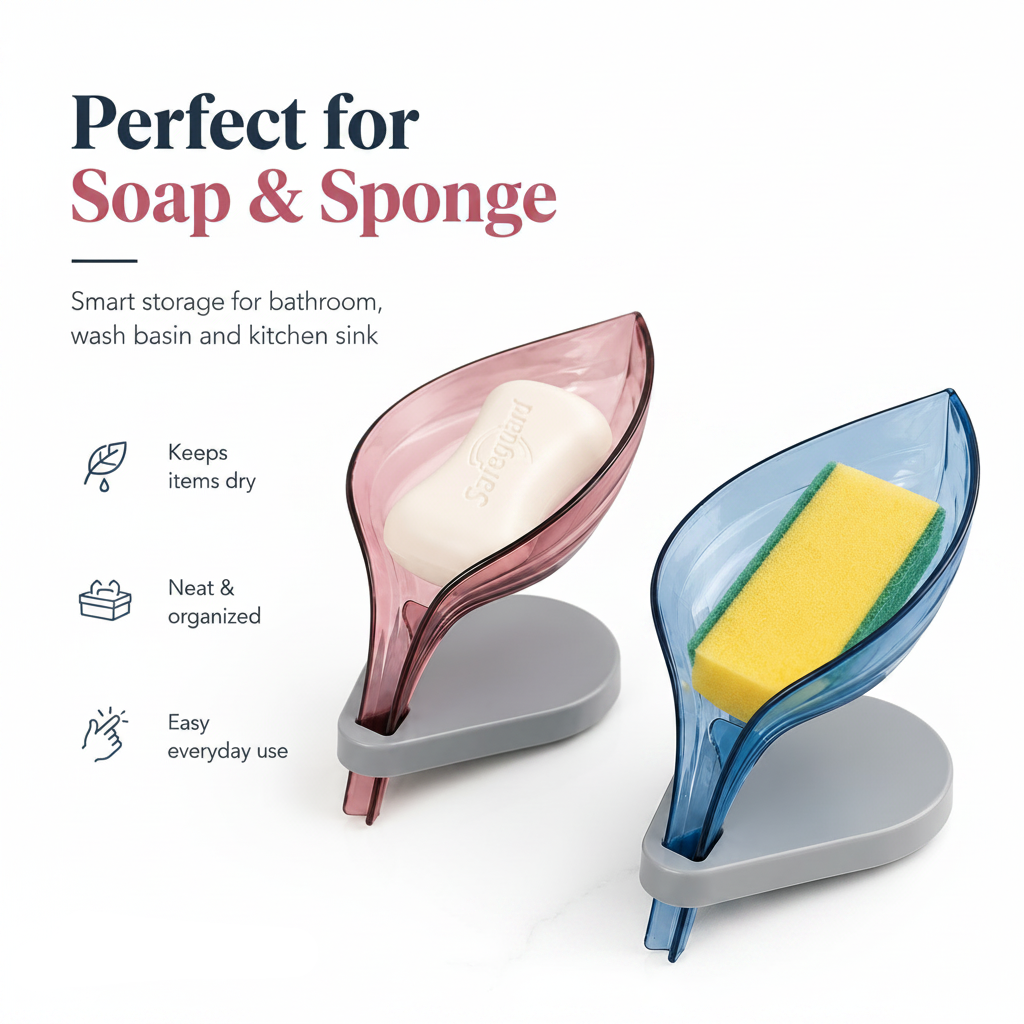 Pack of 5 Self Draining Leaf Shape Soap Holders