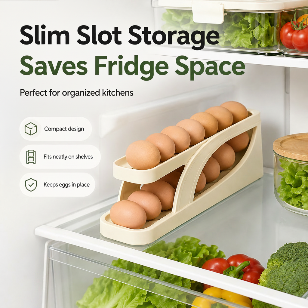 Egg Holder Dispensers With Automatically Rolling and Space Saving Egg Tray