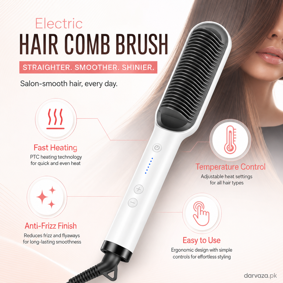 Electric Hair Comb Brush for Straightening and Curling