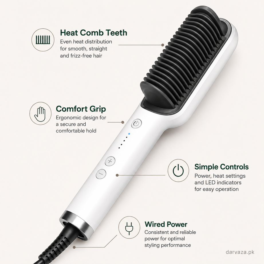 Electric Hair Comb Brush for Straightening and Curling