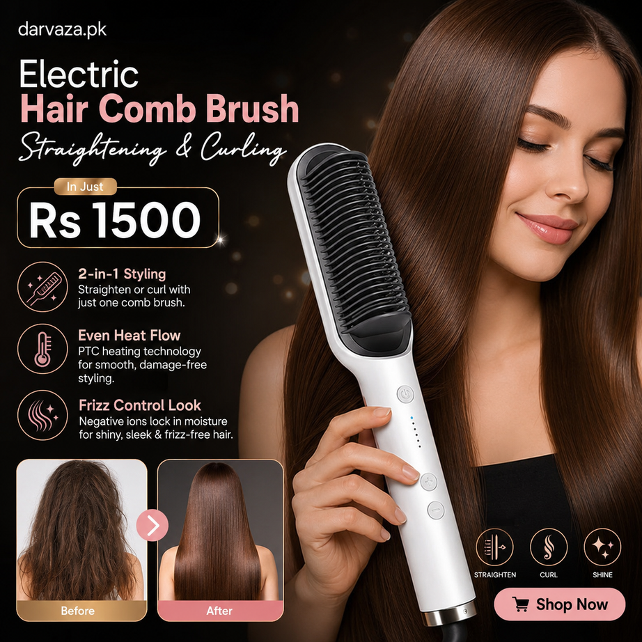 Electric Hair Comb Brush for Straightening and Curling