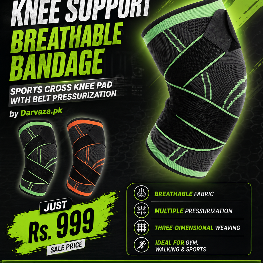 Professional Knee Support Breathable Bandage and Sports Cross Knee Pad with Belt Pressurization