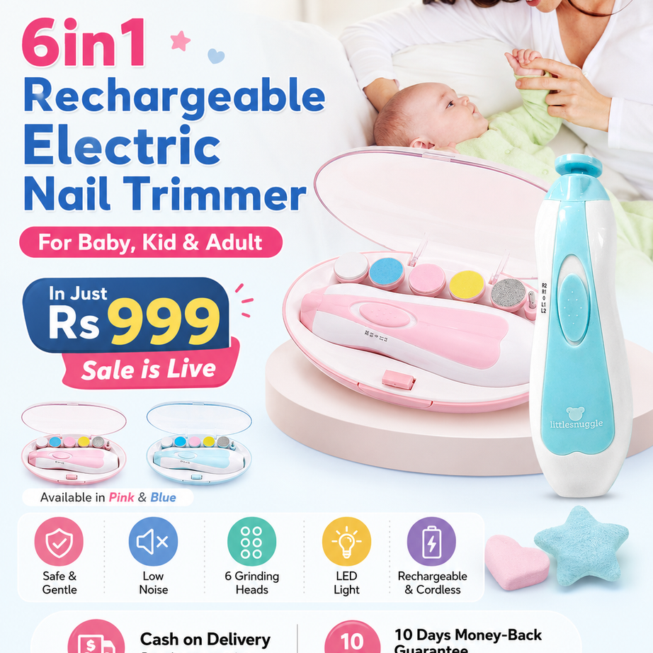 6in1 Rechargeable Electric Nail Trimmer for Baby Kid and Adult