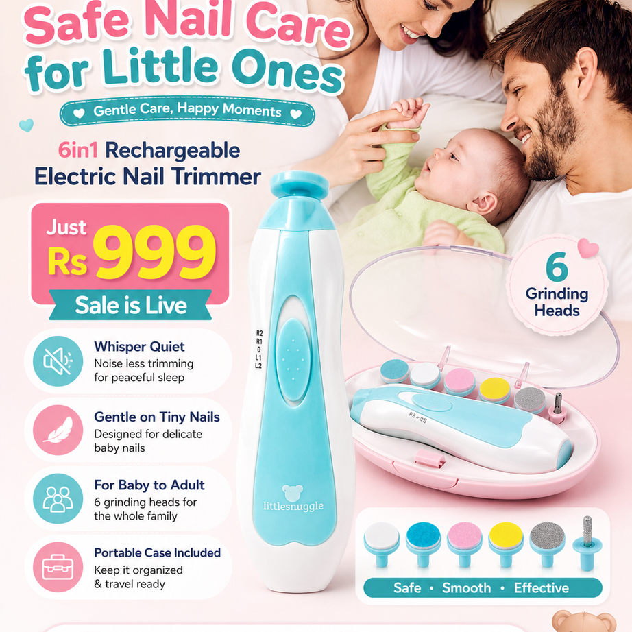 6in1 Rechargeable Electric Nail Trimmer for Baby Kid and Adult